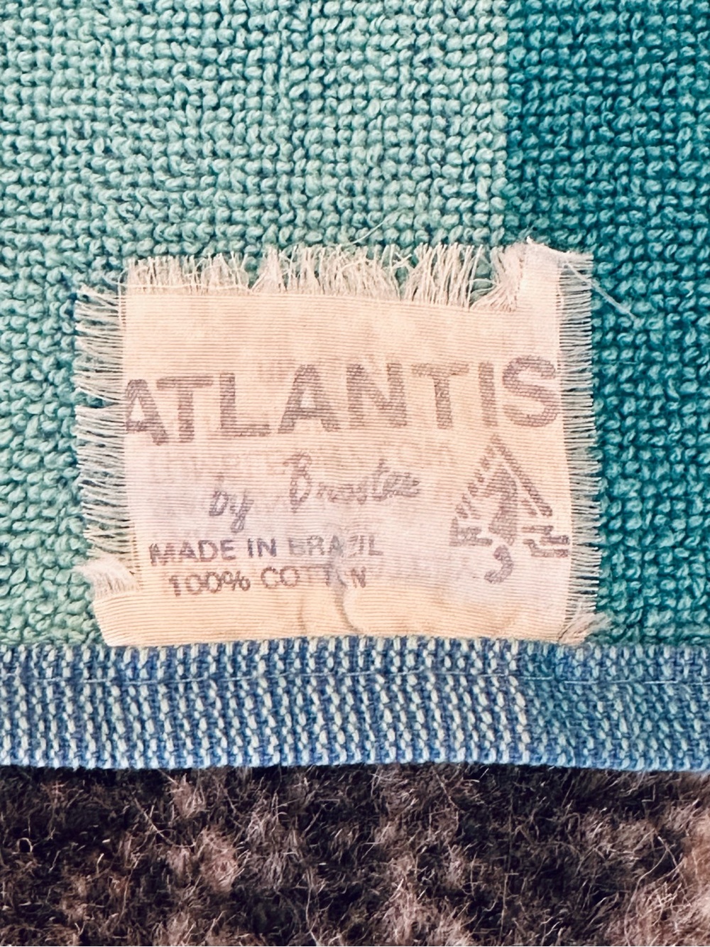 Vintage 90s Beach Towel Sailboats Coastline 55" Atlantis by Brastex Pastel Multi - Picture 3 of 7